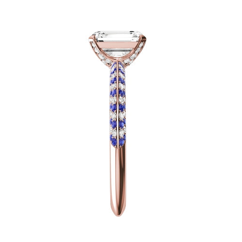 Emerald Cut Natural Diamond Bridal Ring — side
