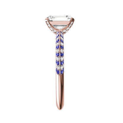 Emerald Cut Natural Diamond Bridal Ring — side