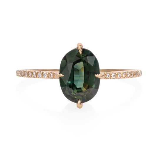 Evelina Oval Teal Engagement Ring | VALE | Surefire Fine Jewelry | 14K Gold