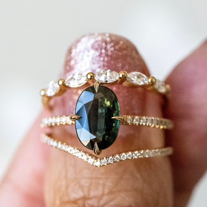 Evelina Oval Teal Engagement Ring | VALE | Surefire Fine Jewelry | 14K Gold