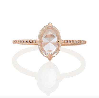 Evelina Rose Cute Diamond Engagement Ring W/ Pave Diamonds | VALE JEWELRY | Surefire Fine Jewelry | 14K Gold