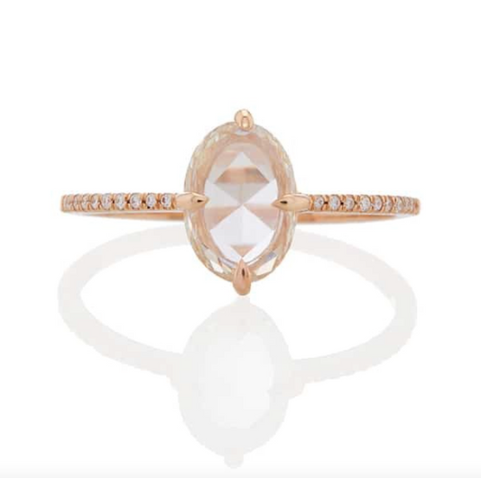 Evelina Rose Cute Diamond Engagement Ring W/ Pave Diamonds | VALE JEWELRY | Surefire Fine Jewelry | 14K Gold