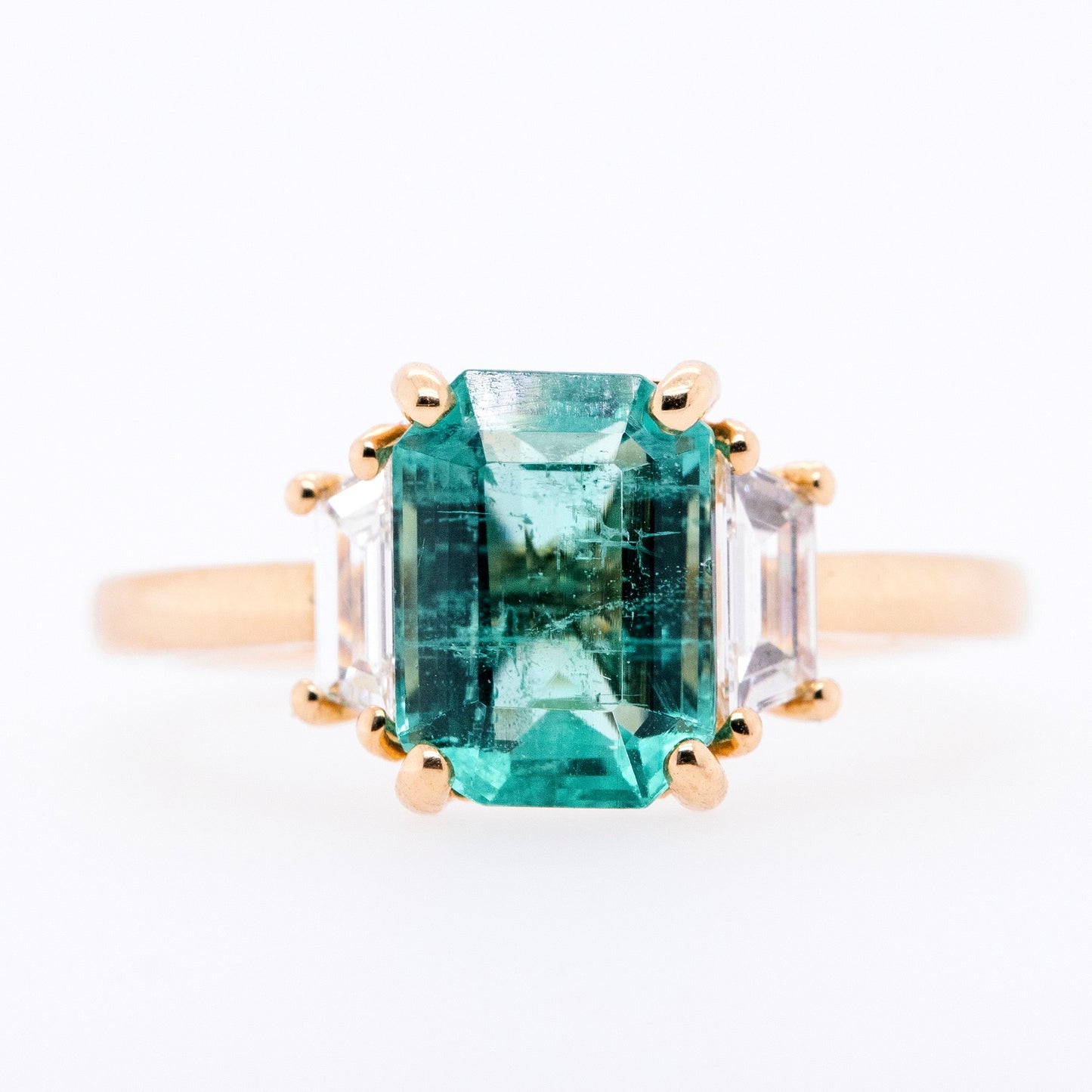 One-Of-A-Kind Emerald & Trapezoid Cut White Diamond Ring