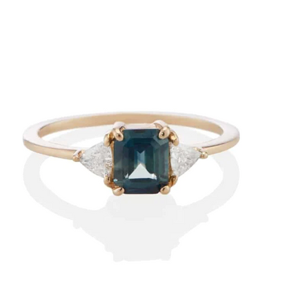 Icaria Teal Cushion Sapphire Engagement Ring | VALE JEWELRY | Surefire Fine Jewelry | 14K Gold