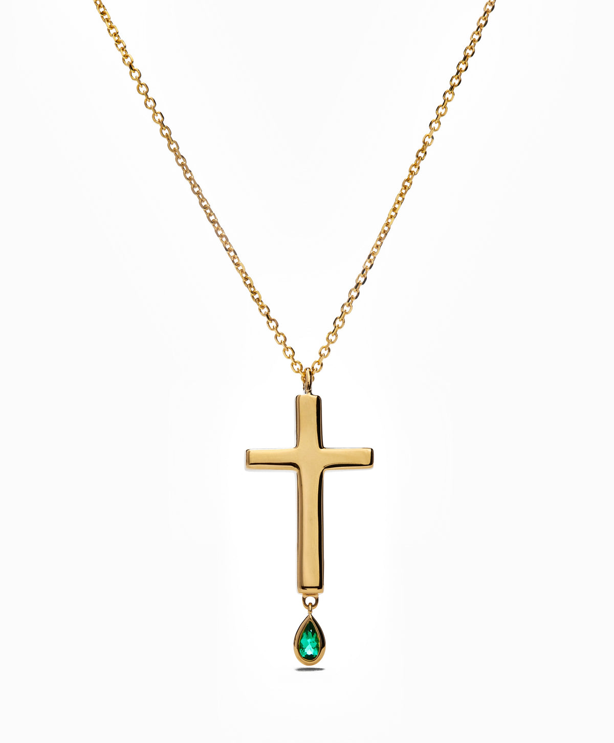 Medium Emerald and Gold Cross