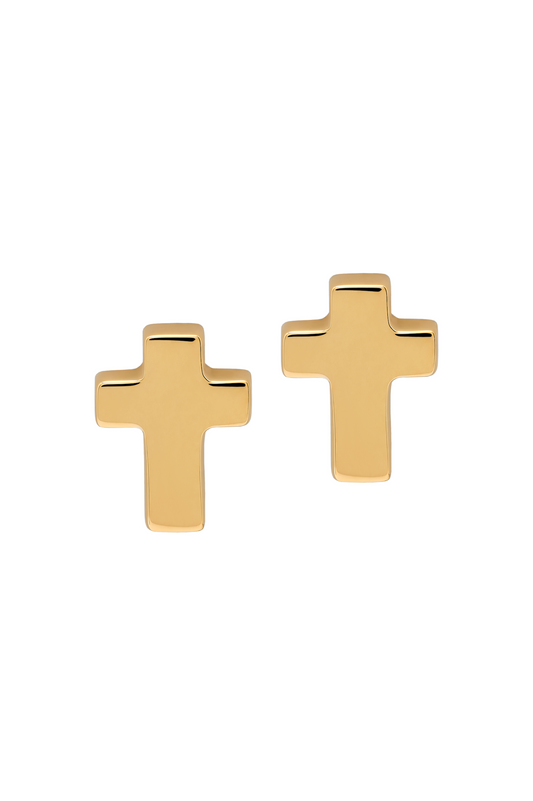 Gold Cross Studs