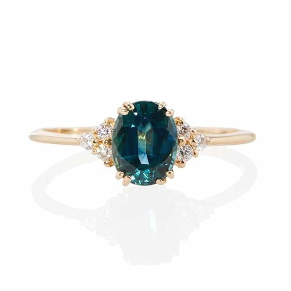 Juno Teal Sapphire Engagement Ring | VALE | Surefire Fine Jewelry | 14K Gold