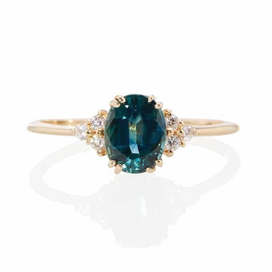 Juno Teal Sapphire Engagement Ring | VALE | Surefire Fine Jewelry | 14K Gold