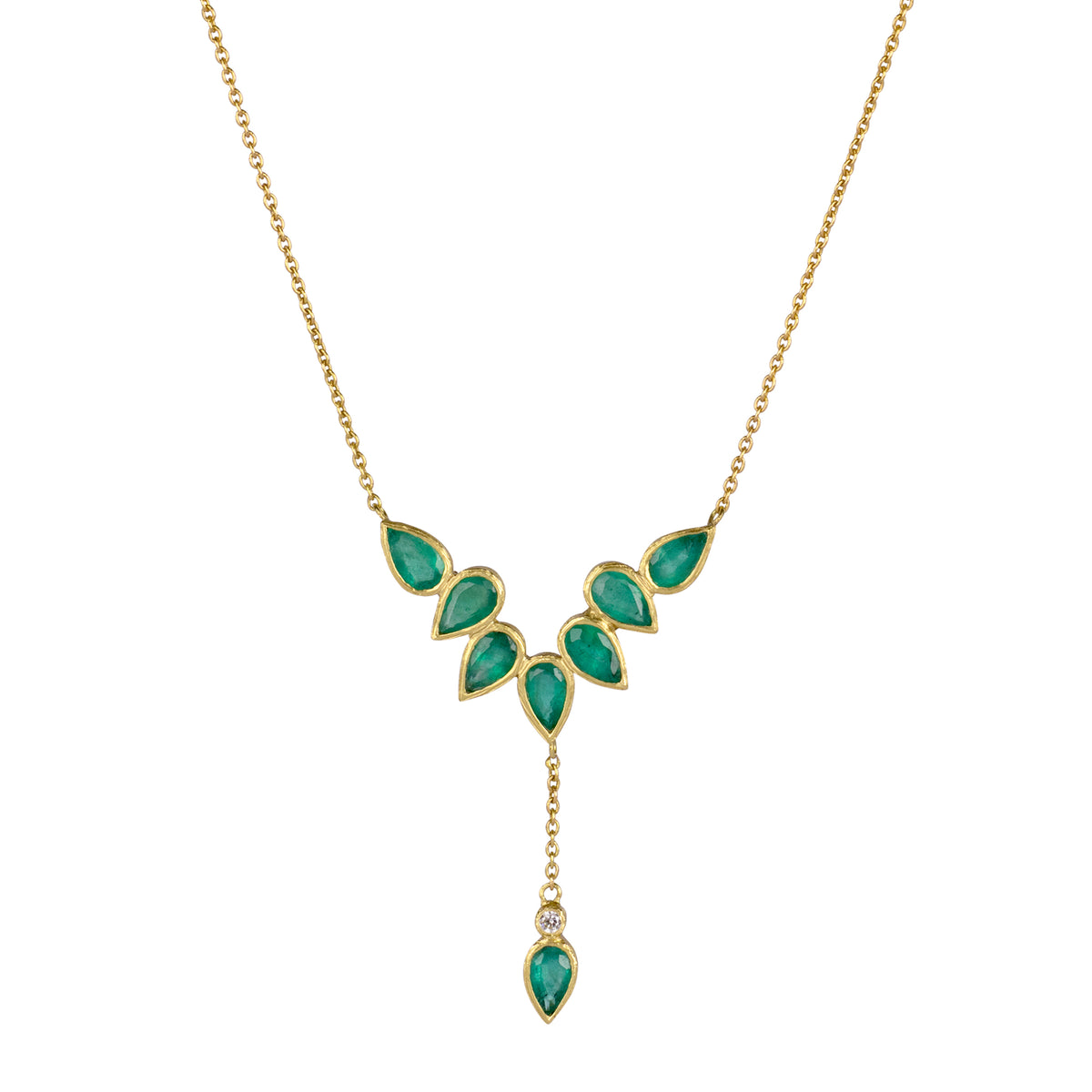 Y Pear Emerald Necklace