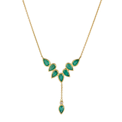 Y Pear Emerald Necklace
