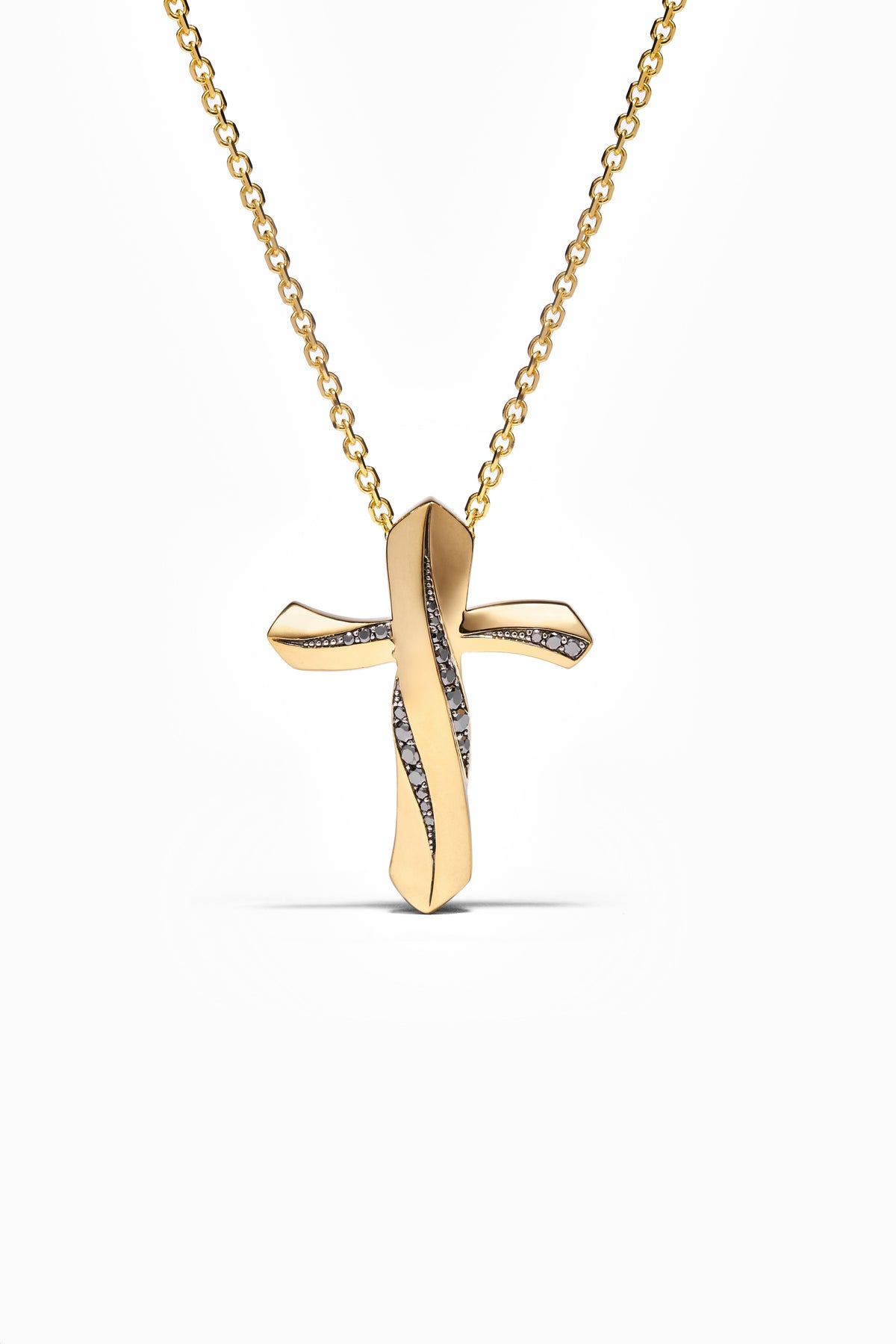 Large Gold and Black Diamond Cross