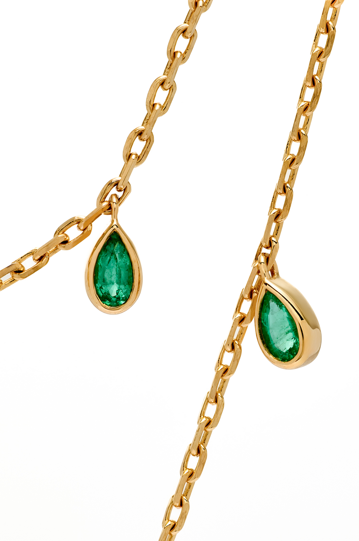 Double Strand Gold and Emerald Cross Necklace