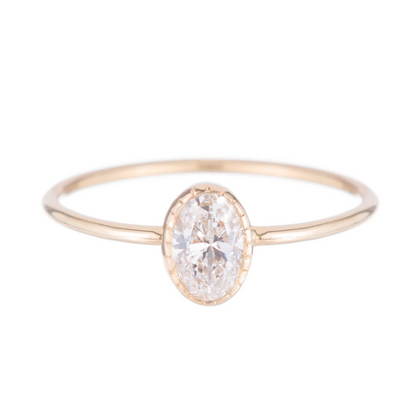 Oval Diamond Wisp Engagement Ring | JENNIE KWON | Surefire Fine Jewelry | 14K Gold