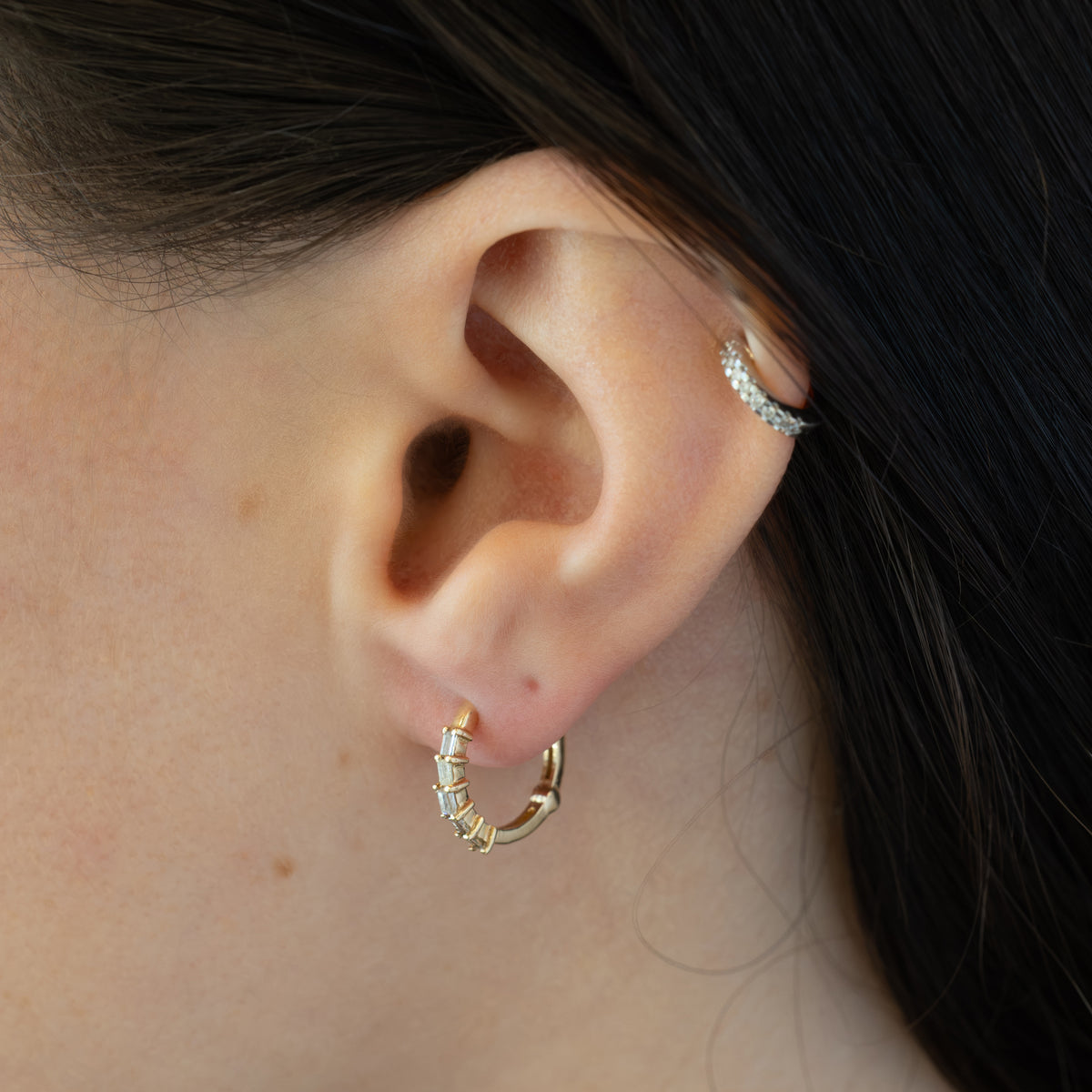 5 Diamond Baguette Hoops