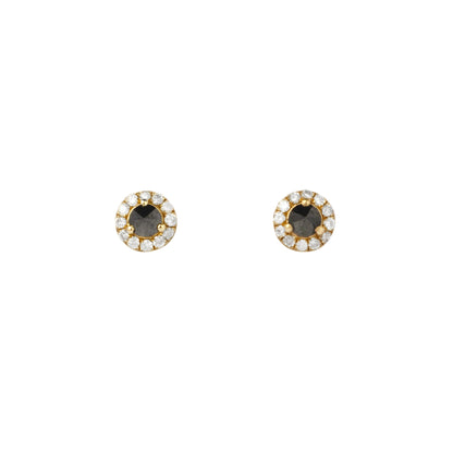 Inverted Black Diamond Halo Studs