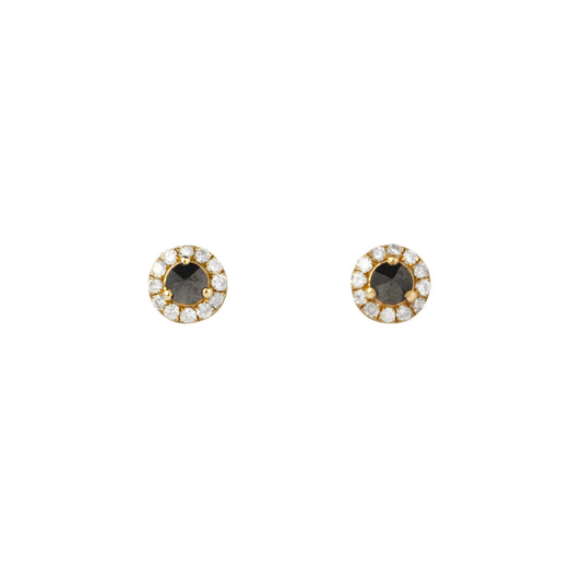 Inverted Black Diamond Halo Studs