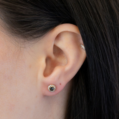 Inverted Black Diamond Halo Studs