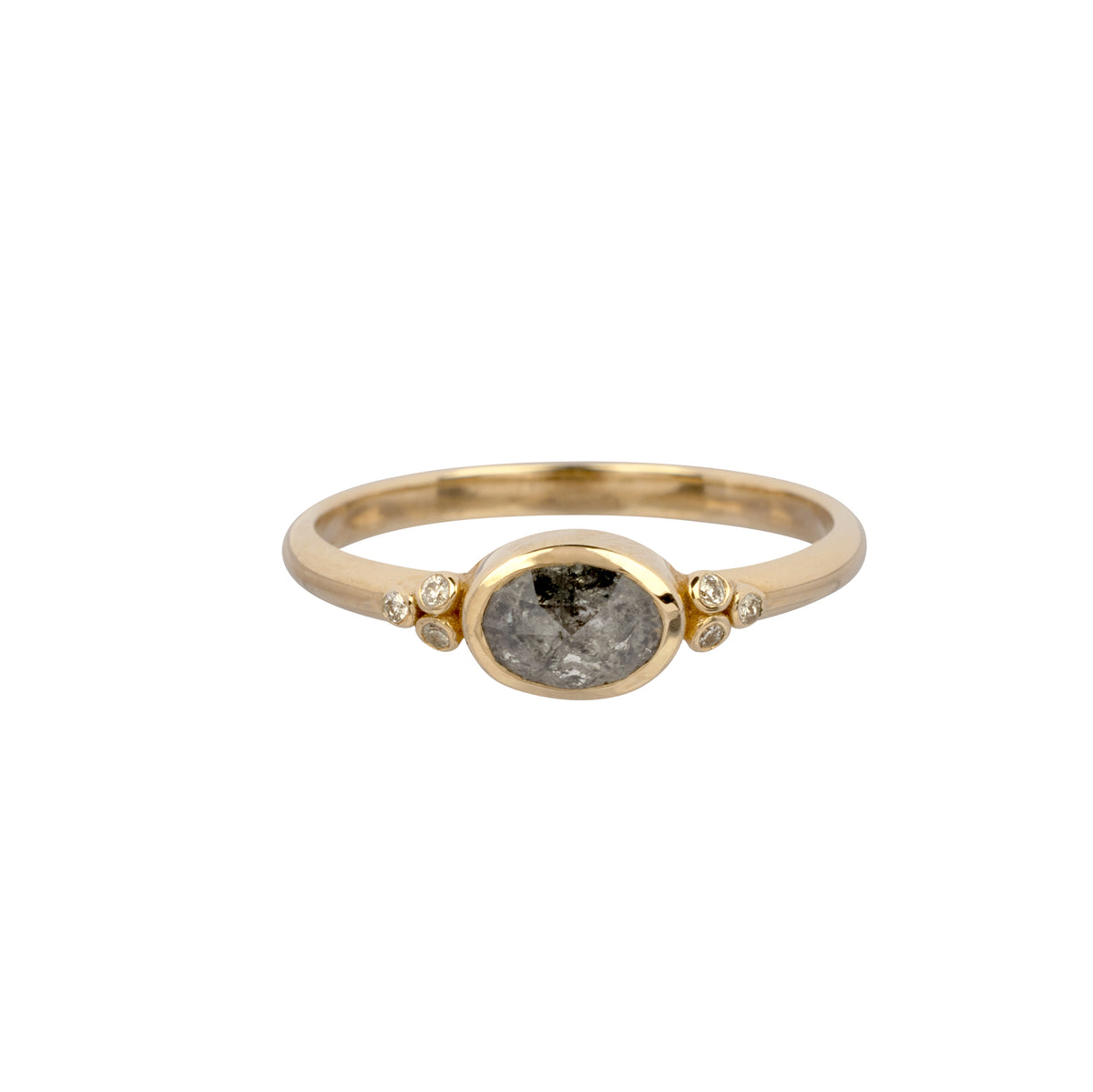 Oval Salt & Pepper Ring w/ Diamond Accents
