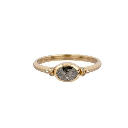 Oval Salt & Pepper Ring w/ Diamond Accents