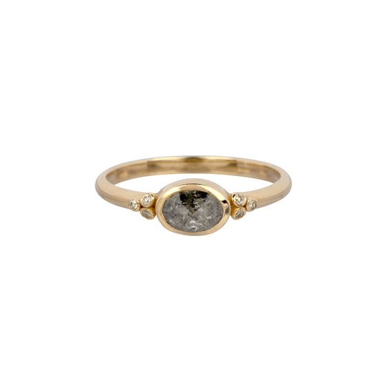 Oval Salt & Pepper Ring w/ Diamond Accents