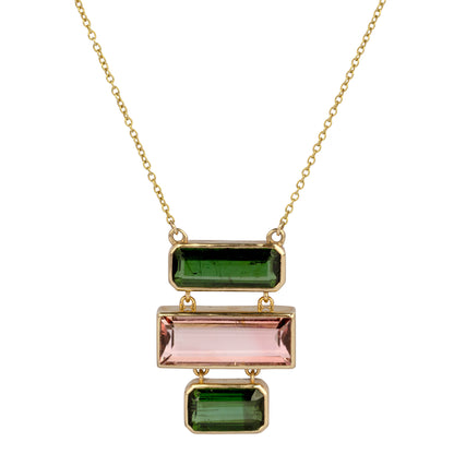 Pink and Green Tourmaline Necklace