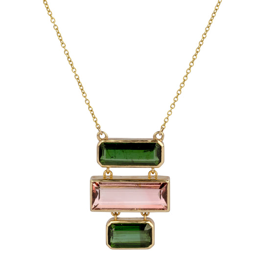 Pink and Green Tourmaline Necklace