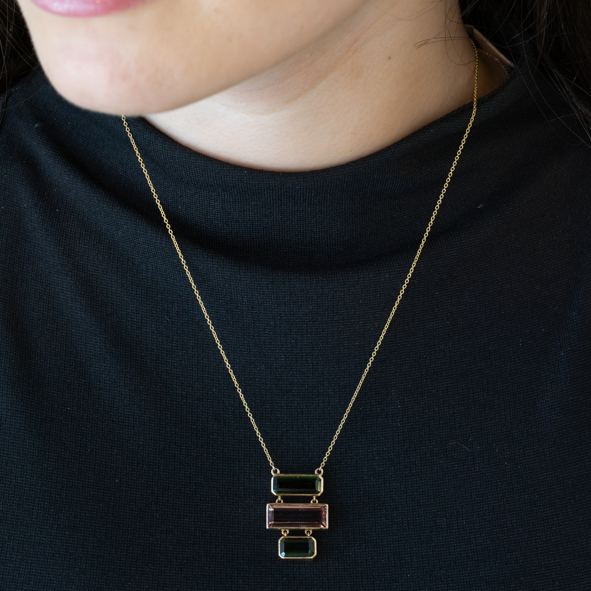 Pink and Green Tourmaline Necklace
