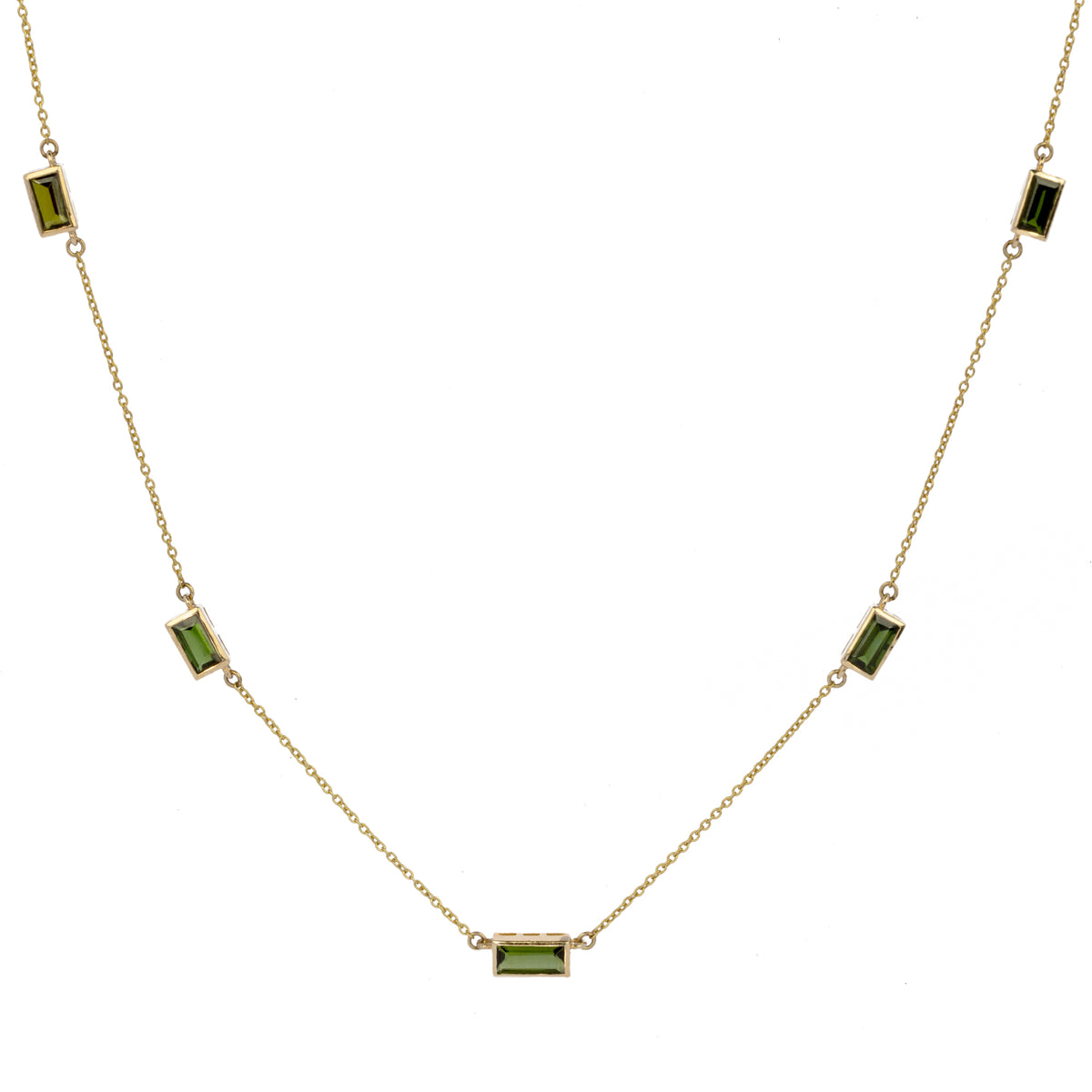 Green Tourmaline Baguette Necklace