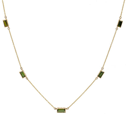 Green Tourmaline Baguette Necklace
