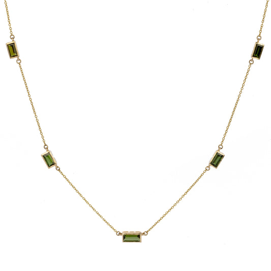 Green Tourmaline Baguette Necklace