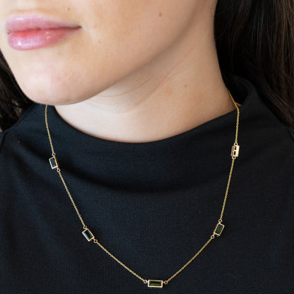 Green Tourmaline Baguette Necklace