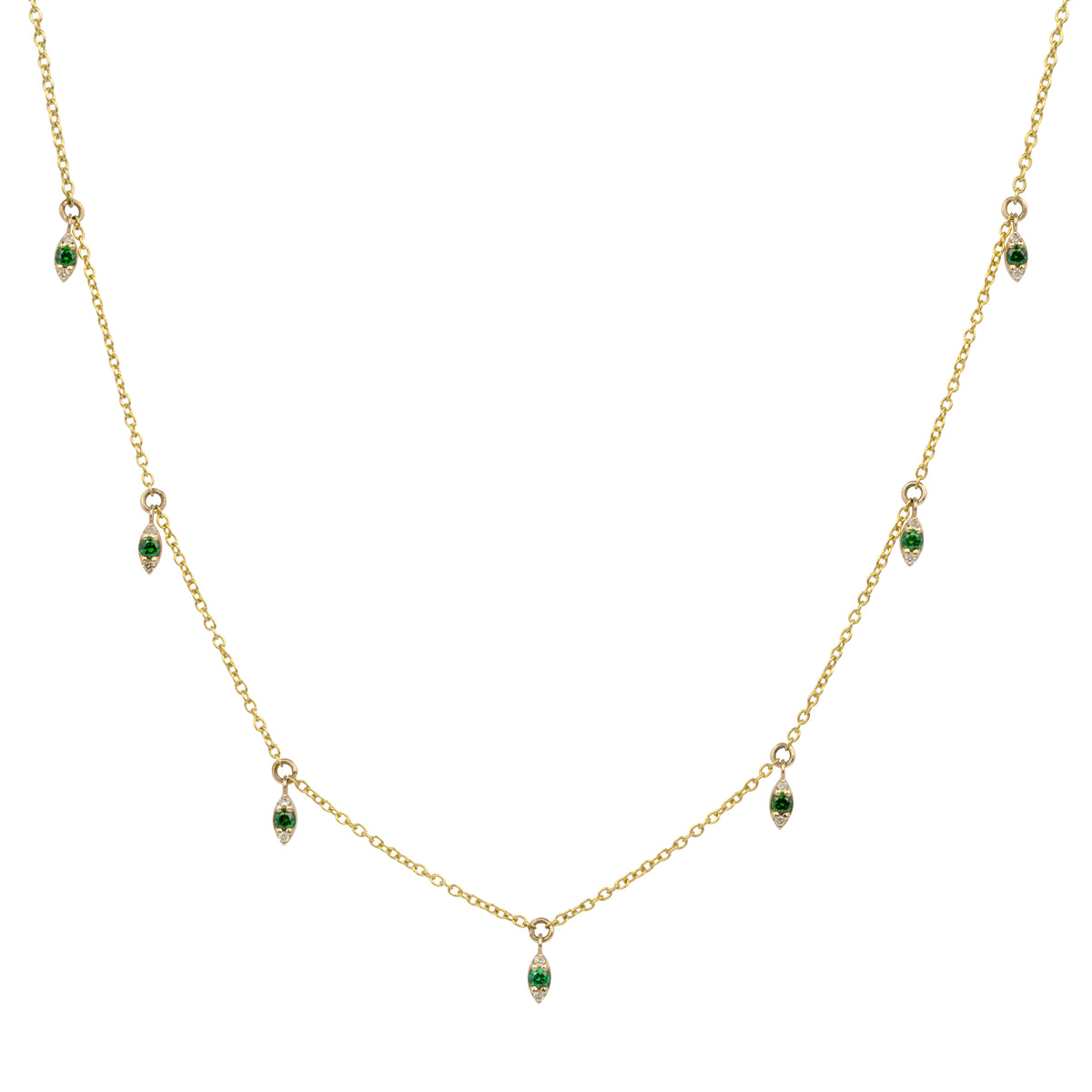 Diamond and Emerald Leaf Necklace