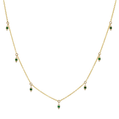 Diamond and Emerald Leaf Necklace