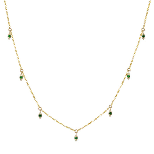 Diamond and Emerald Leaf Necklace