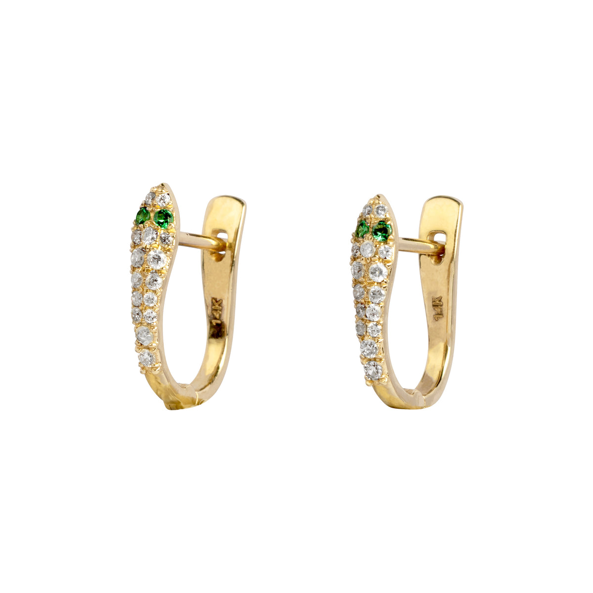 Diamond Viper Hoops w/ Emerald Eyes