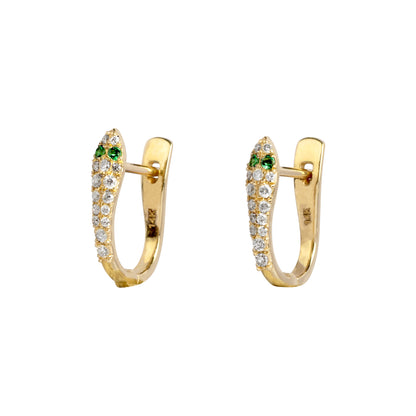 Diamond Viper Hoops w/ Emerald Eyes