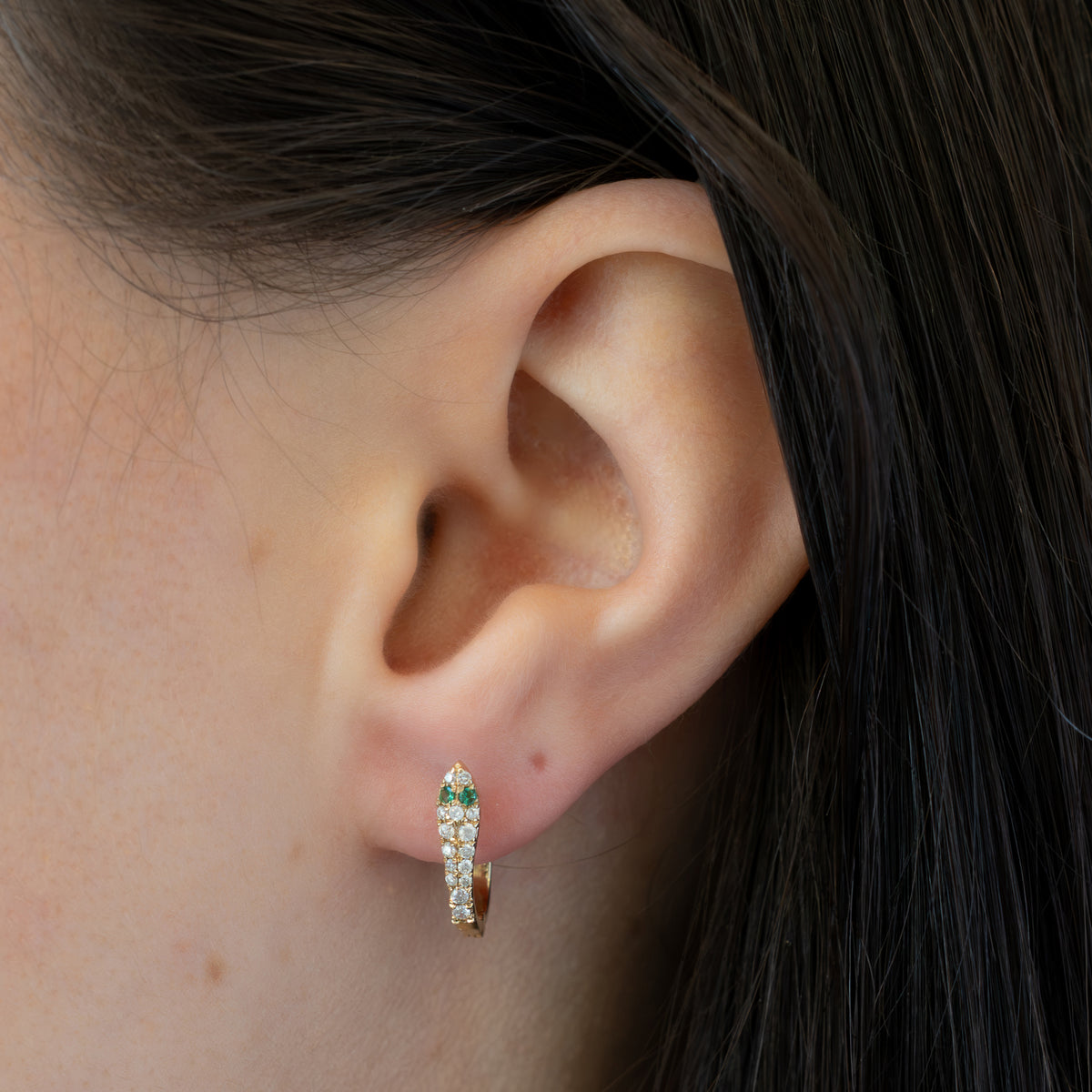 Diamond Viper Hoops w/ Emerald Eyes