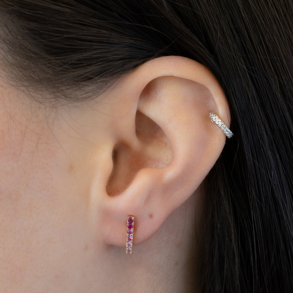 Ombre Ruby Bar Studs