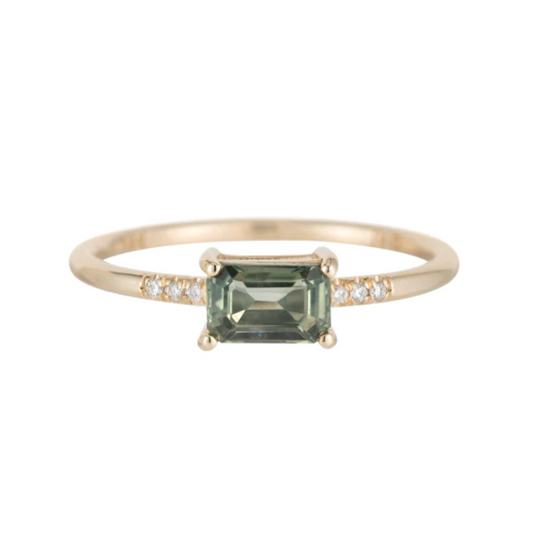East West Green Sapphire Equilibrium Ring