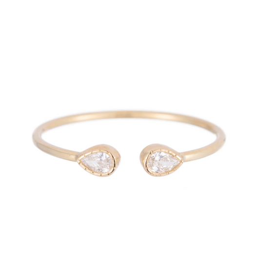 Pear Diamond Cuff Ring