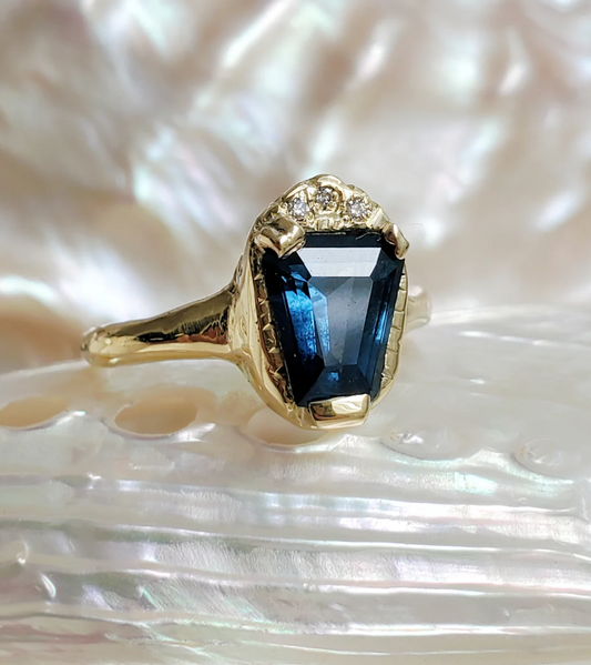 Royal Blue Sapphire Shield Ring