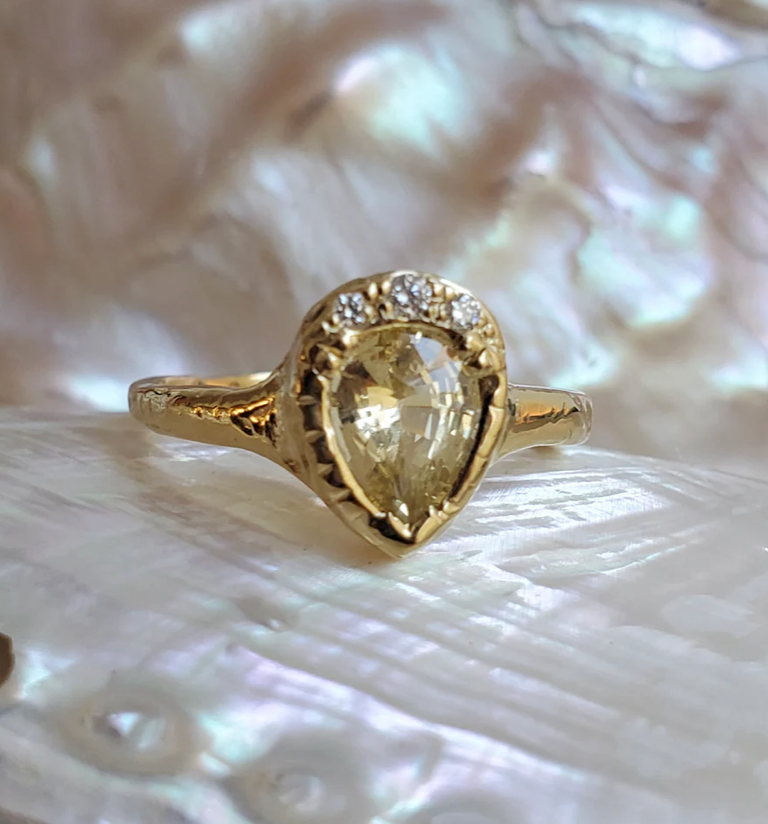 Yellow Sapphire Pear Ring