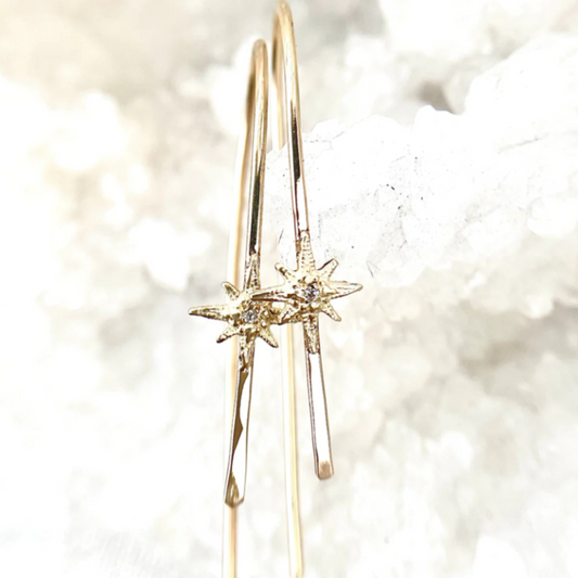 Tiny Gratitude Star Hoop Earrings