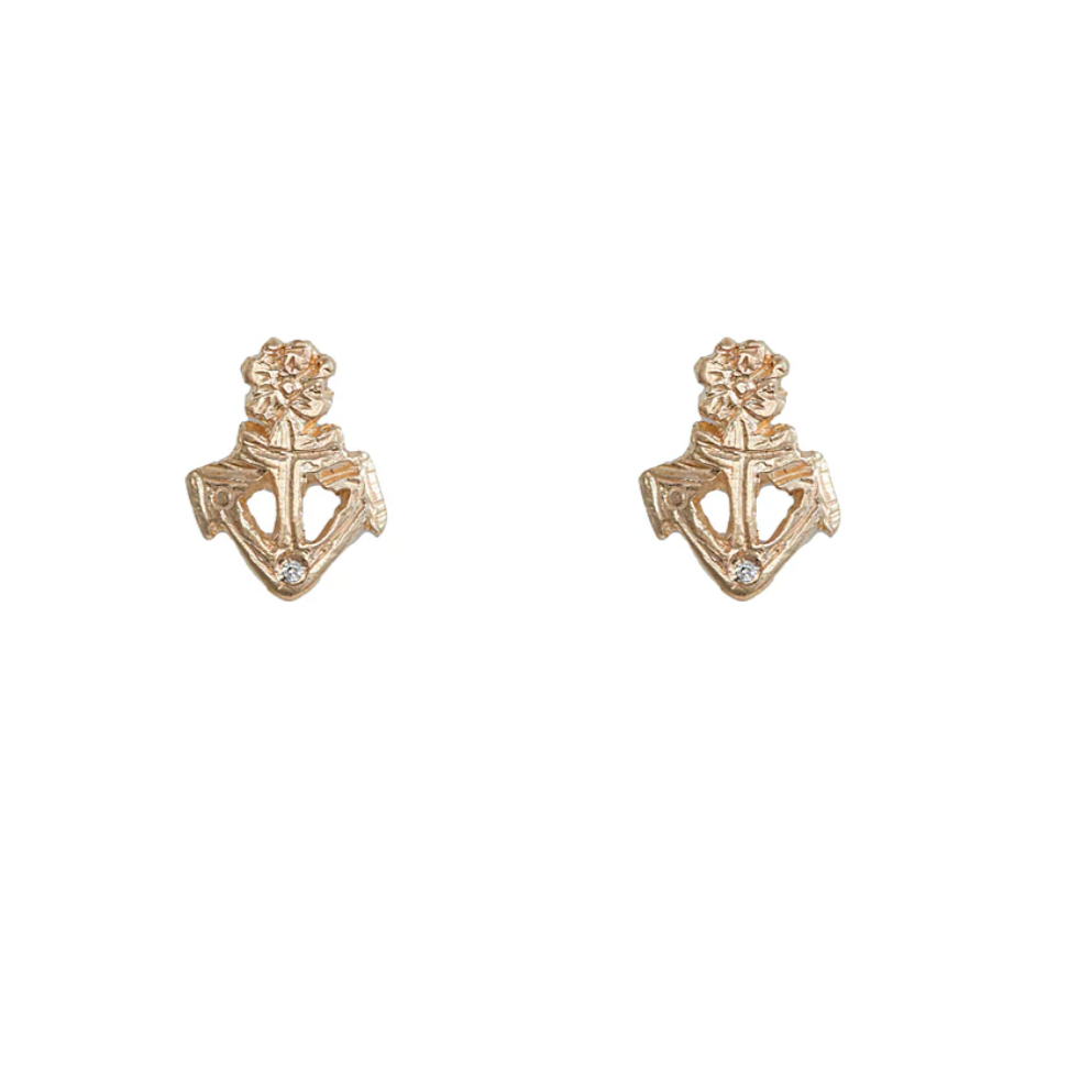 Flower Anchor Diamond Studs