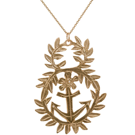 Large Anchor Wreath Diamond Necklace