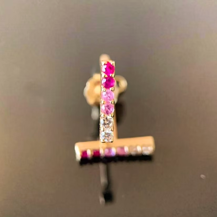 Ombre Ruby Bar Studs