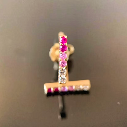 Ombre Ruby Bar Studs