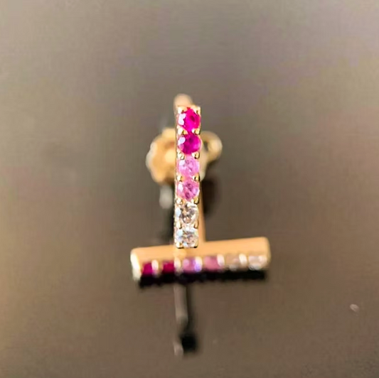 Ombre Ruby Bar Studs