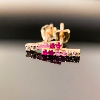 Ombre Ruby Bar Studs