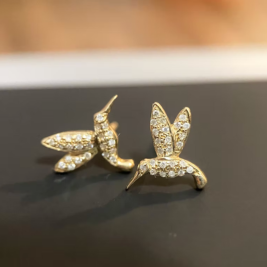 Diamond Hummingbird Studs